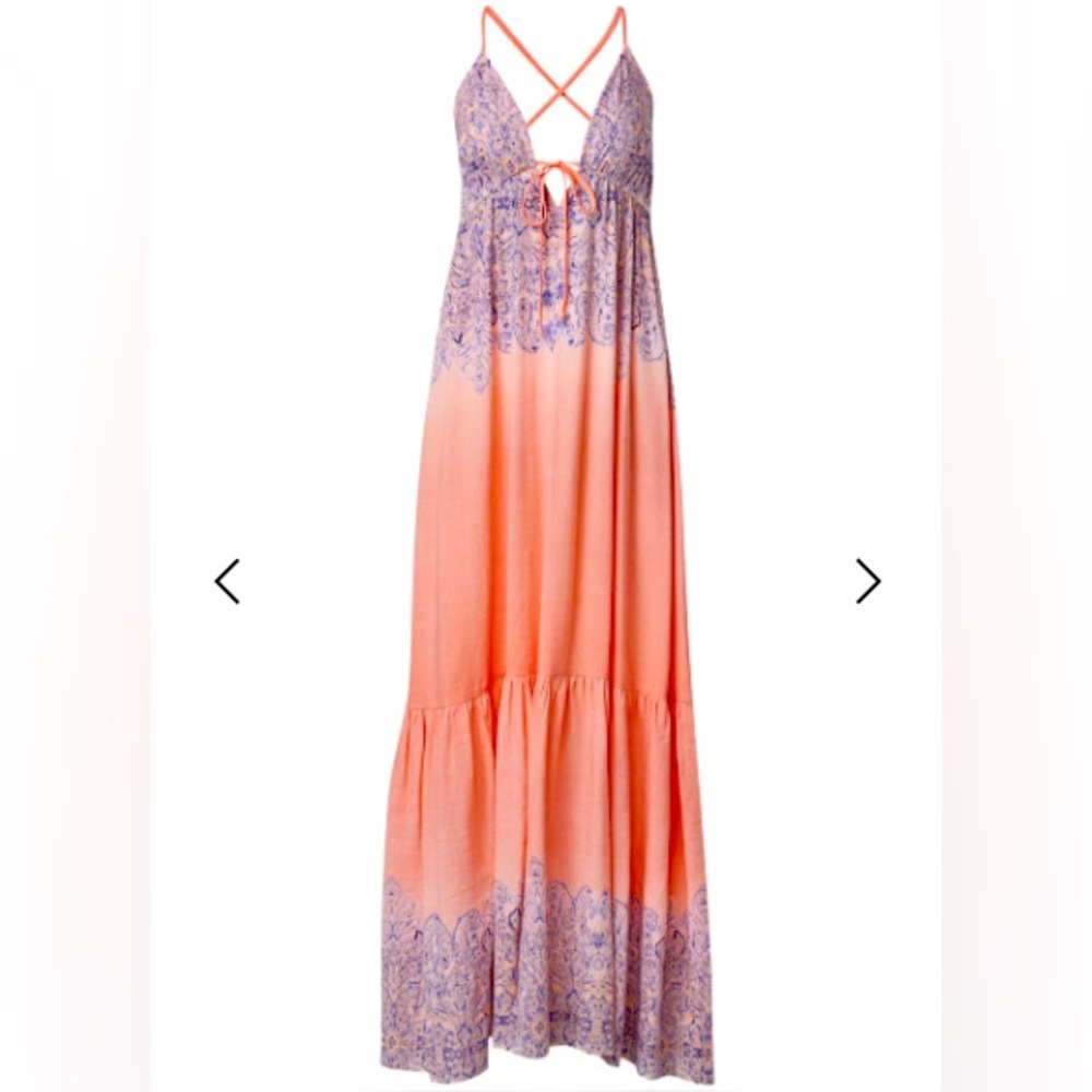 🩷💜 VENUS Printed Linen Plunge Dress 🩷💜 NWOT
